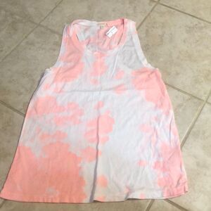 NWT Sundry Pop of Peach Tie Dye Racerback Tank
